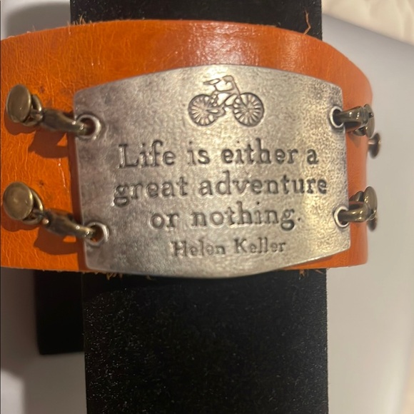 Handcrafted Leather Bracelets with Metal Plates - Picture 4 of 5